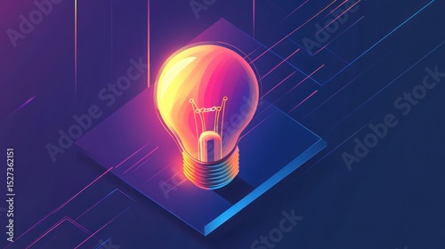Illuminated lightbulb, modern graphic design