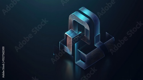 Abstract metallic shapes intertwined, creating a complex, three-dimensional design. Dark background highlights the reflective surfaces