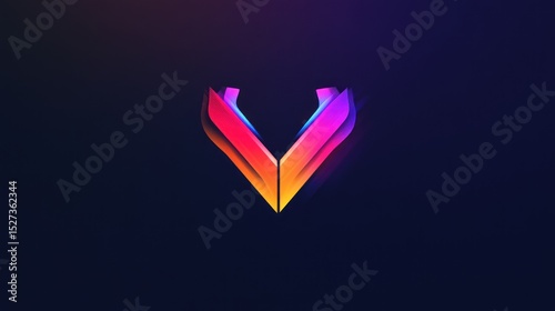 Abstract logo design.  Vibrant V shape with gradient colors