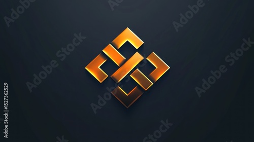 Geometric gold logo design on dark background