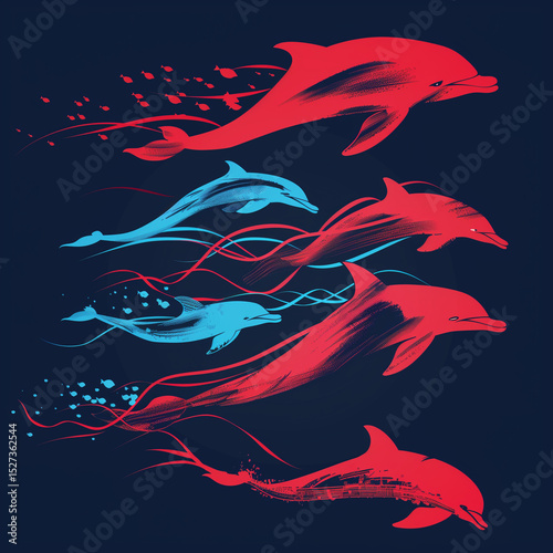 seamless pattern with dolphins