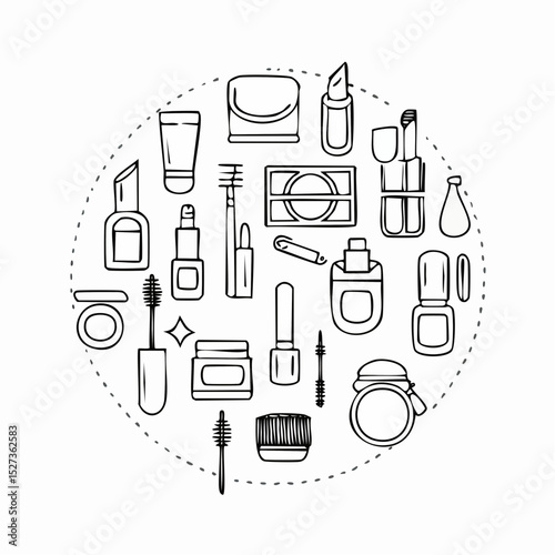 Elegant Line Art Icons Skincare, Makeup & Beauty Tools for Cosmetic Design