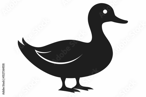 Simple Black Silhouette of a Domestic Duck Bird