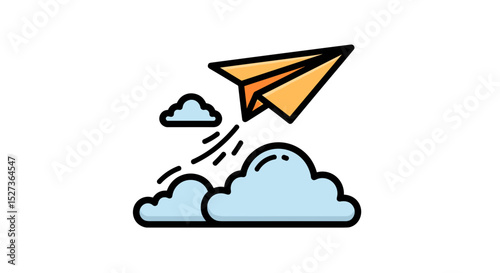 Paper Plane Soaring Through Clouds A Creative Dream