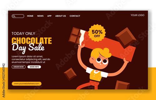 Hand Drawn Social Media Landing Page Illustration for World Chocolate Day Celebration