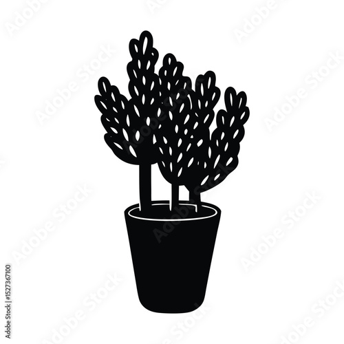 Linear monochrome vector illustration. white background. Small trees and shrubs ,