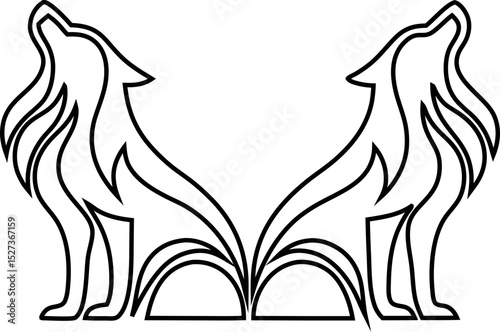 Outline vector icons wolf, fox, ideal for app or logo.