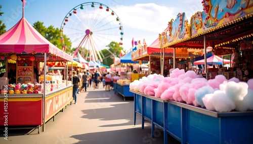Bright Summer Carnival Scene with Ferris Wheel and Cotton Candy