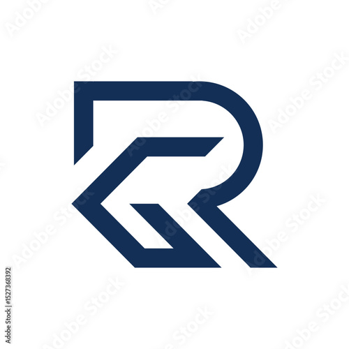 The image shows a geometric monogram logo design of an initial letter RG in black color that looks clean and sharp on a white background Free Download The image shows a geometric monogram logo design of an initial letter RG in black color that looks clean and sharp on a white background - GFXLoad