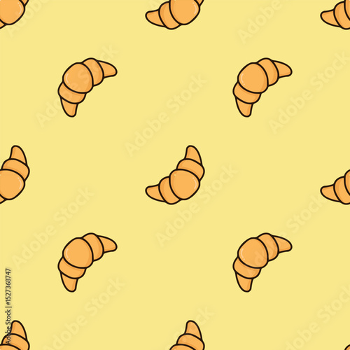 croissant seamless pattern, cartoon wallpaper in flat style, delicious breakfast