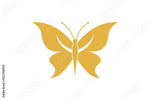Elegant Golden Minimalist Butterfly Outline For A Simple Classy Design vector art illustration