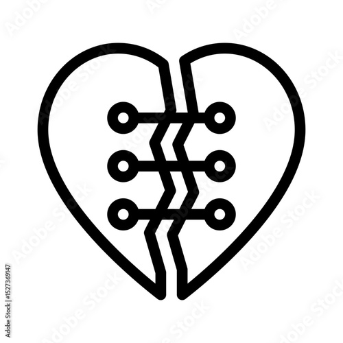 broken heart line icon