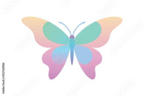 Soft Pastel Butterfly With A Smooth And Beautiful Gradient Effect vector art illustration