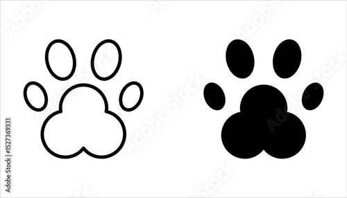Cat or dog paw icon set. Paw print icon on white background