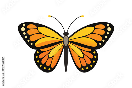 Stunning Vibrant Monarch Butterfly With Its Classic Orange Wings vector art illustration