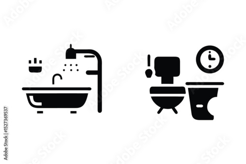 Toilet vector icon set with coffee cup illustration for restaurant bathroom design