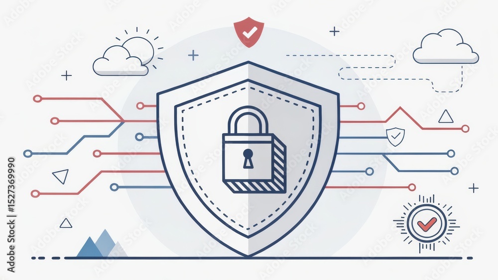 Obraz premium VPN proxy protection concept. Digital security concept with shield and lock symbols.