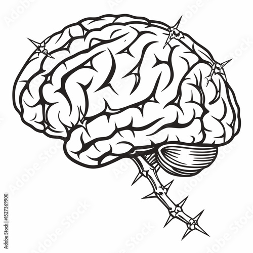 Brain with halftone stipple effect vector	