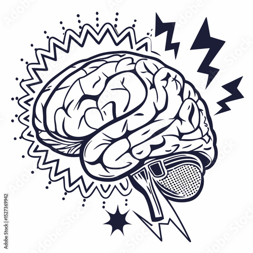 Brain with halftone stipple effect vector	