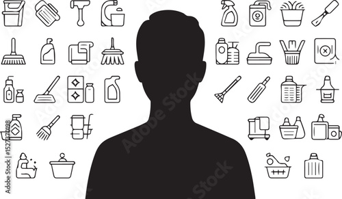 Cleaning supplies and tools for housekeeping services
