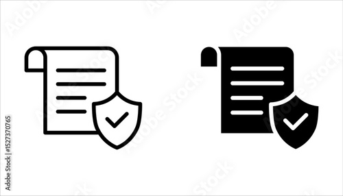 Insurance policy line icon set. Risk coverage document sign. Policyholder symbol on white background