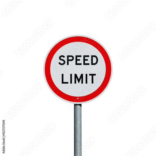 speed limit road sign isolated on white background