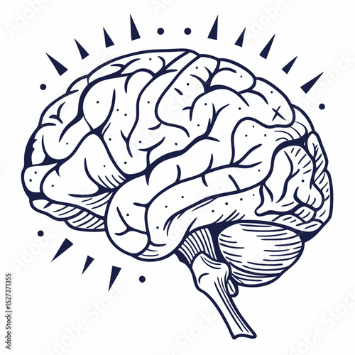 Brain with halftone stipple effect vector	