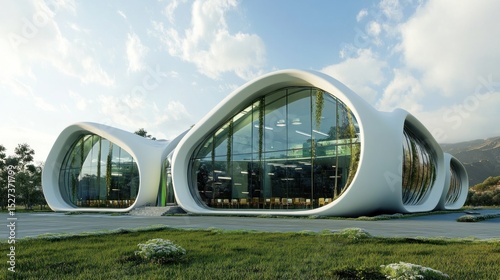 Futuristic, organic architecture building