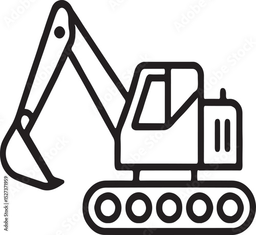 vector art line of excavator and truck.