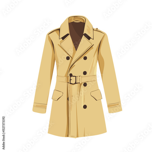 Trench Coat vector 2D flat illustration, isolated on a white background.