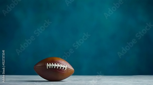Isolated American Football on a Smooth Surface with Blue Background