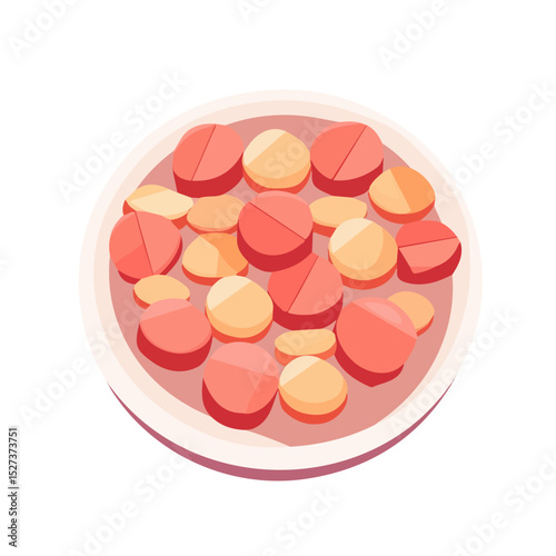 2D flat vector illustration of Travel Sickness Tablets, isolated on a white background.