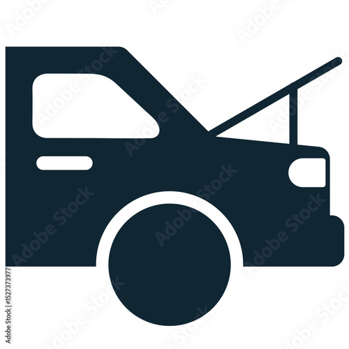 Car bonnet icon vector for the front hood of a vehicle, automotive repair, and maintenance diagrams. It's ideal for illustrating engine access and vehicle components.