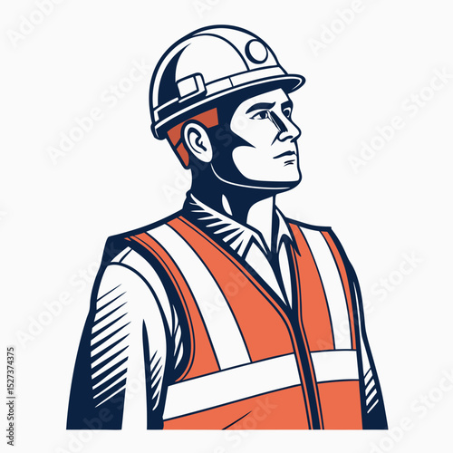 Create a bold vector illustration of a construction safety helmet, with thick black outlines and high contrast.  Ensure clean lines and strong visual impact.