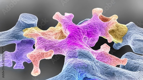 Colorful 3D Rendering of Abstract Cellular Structures in Microscopy