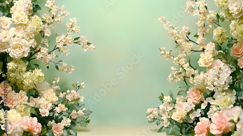 Floral Arrangement with Soft Colors and Gradual Green Background