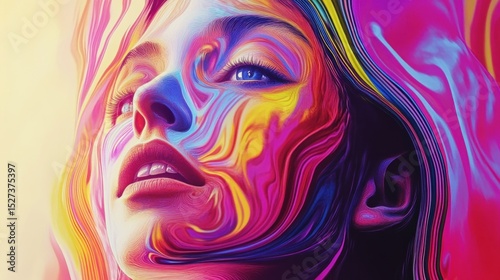 Abstract woman portrait with vibrant colors