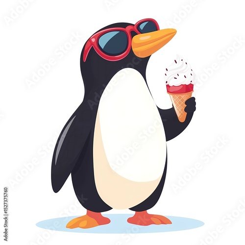 Cool Penguin with Ice Cream