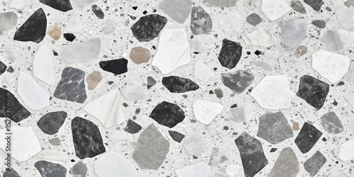 Abstract terrazzo tile seamless pattern with neutral tones for modern interior design