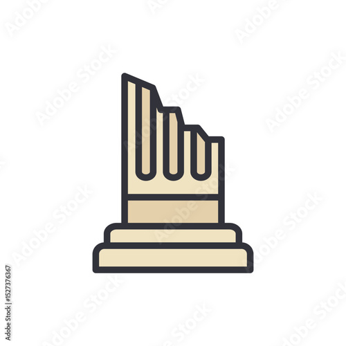 Stylized Illustration Of An Ancient Ruined Building With Columns