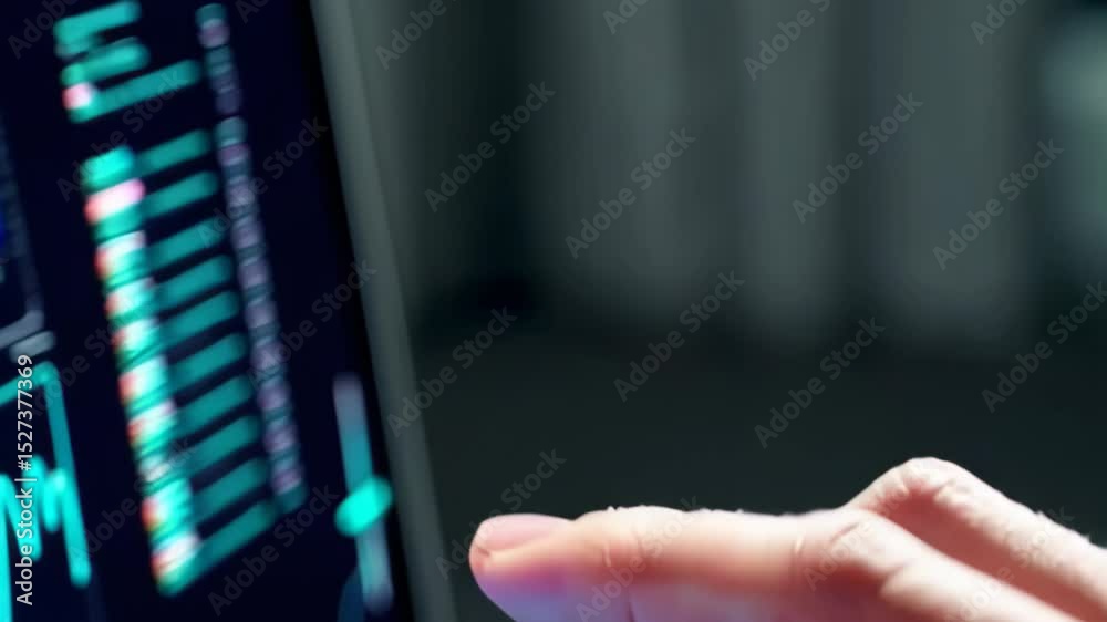 Interactive digital screen: hand gestures navigating data analytics