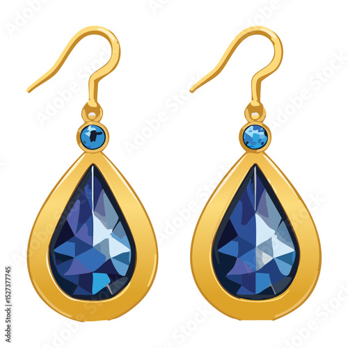 Sparkling Sapphire Gemstone Drop Earrings Pair