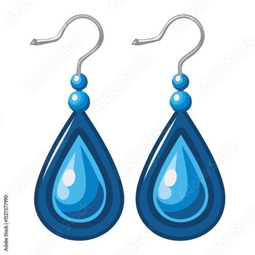 Bright Blue Teardrop Gemstone Earrings Illustration