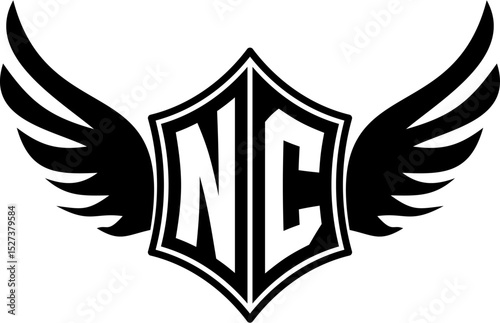 NC logo emblem with winged and shield template