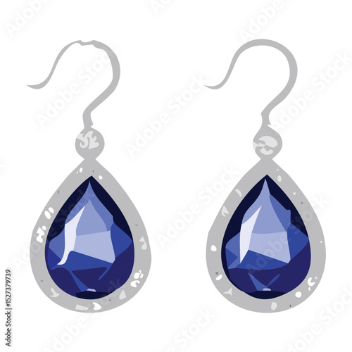 Silver Hook Blue Teardrop Gemstone Earrings