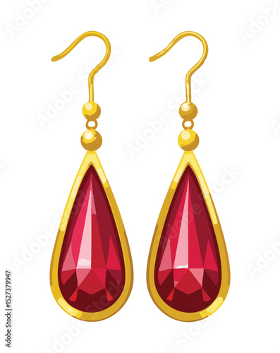 Luxury Ruby Drop Dangle Earrings Pair