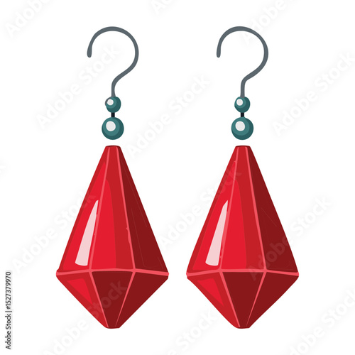 Modern Ruby Drop Dangle Earrings Pair
