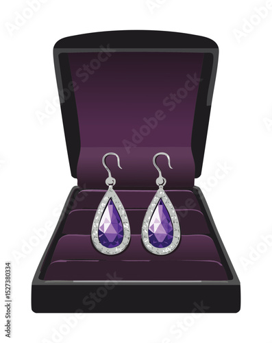 Amethyst Purple Teardrop Earrings in Purple Box