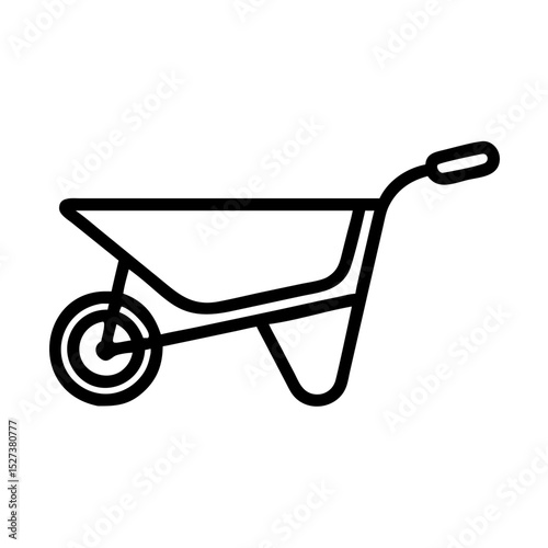 Wheelbarrow icon in black outline style on white background