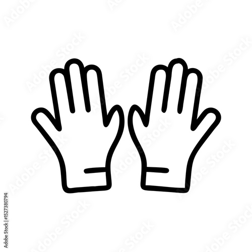 Work gloves icon in black outline style on white background